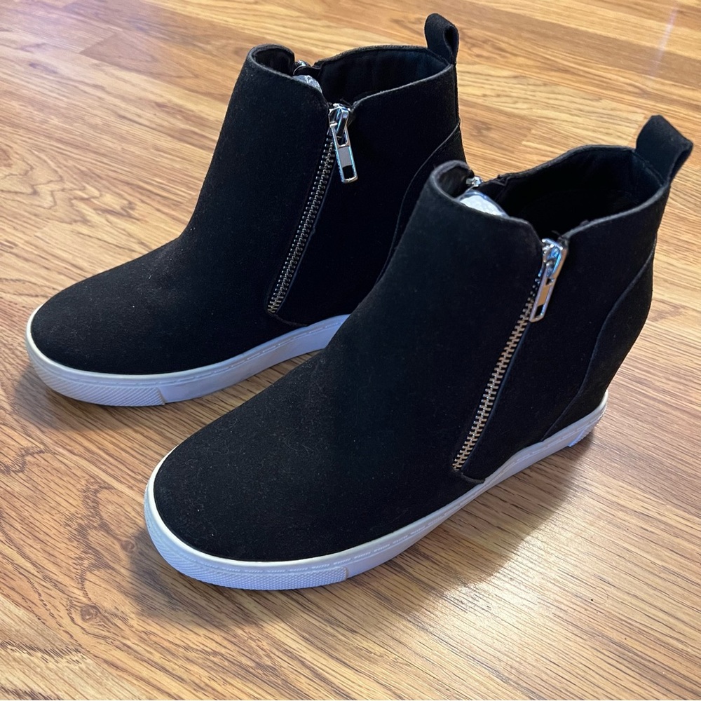 Black Wedge Ankle Boots - Picture 2 of 15